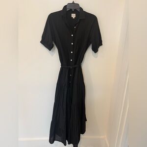 Marea 100% Cotton Black Maxi Dress with Belt